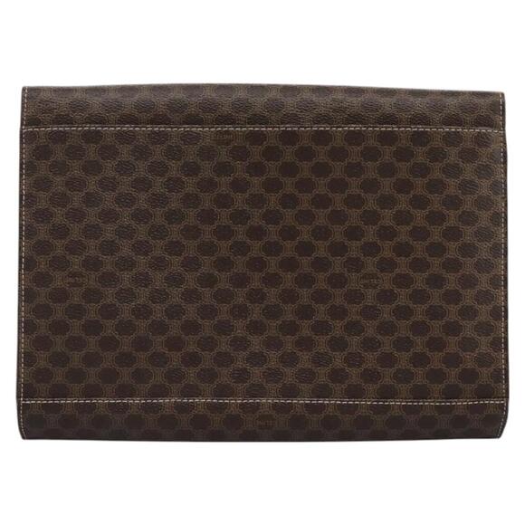 CELINE Macadam Canvas Shoulder Bag Pvc Brown Gold - Picture 3 of 13